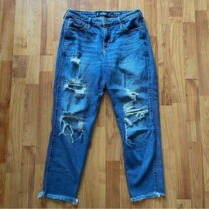 Hollister High Rise Mom Jean Vintage Stretch Ripped Size 30x27